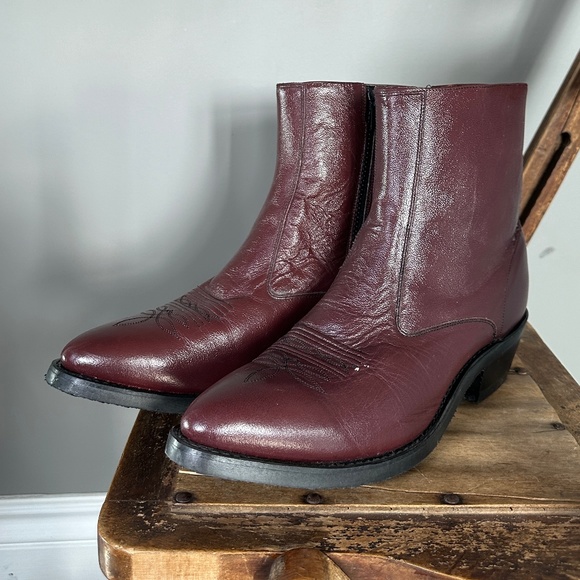 Old West zipper ankle cowboy boot - Picture 1 of 13